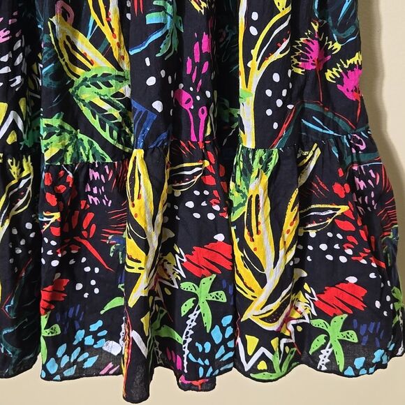 Serengeti Colorful Floral Tiered Midi Skirt Tropical Island Vacation Coastal - Picture 6 of 14